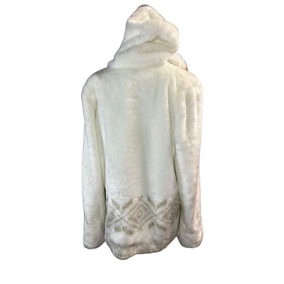 Hannah by Mar Lo White Faux Fur Hooded Coat Size Large - Picture 8 of 13